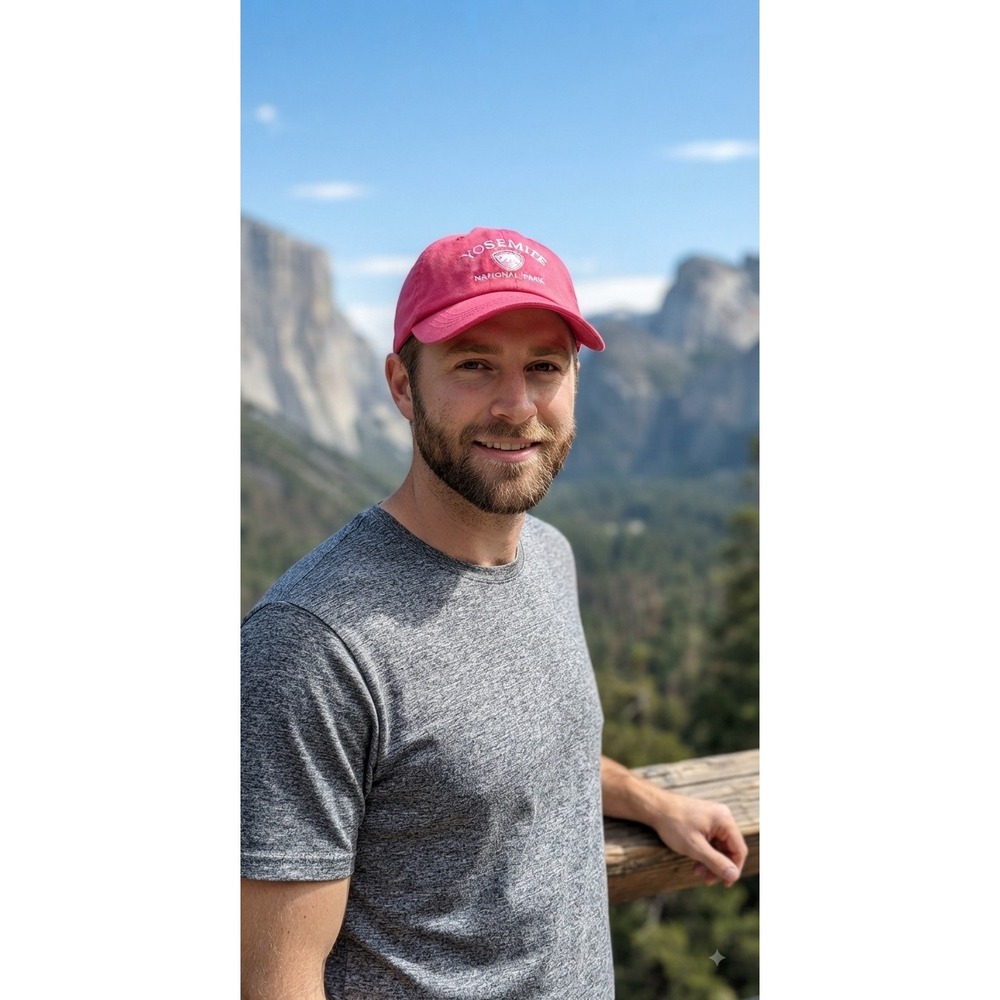 Prairie Mountain Yosemite National Park Pink Hat Adjustable OS California Bear
